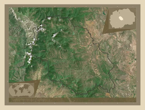 カスカ マケドニアの自治体 高解像度衛星地図 コーナー補助位置図 — ストック写真