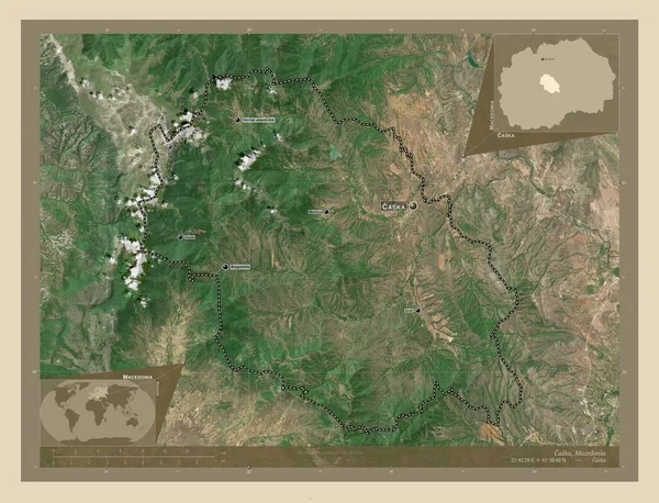 Caska Comune Della Macedonia Mappa Satellitare Alta Risoluzione Località Nomi — Foto Stock