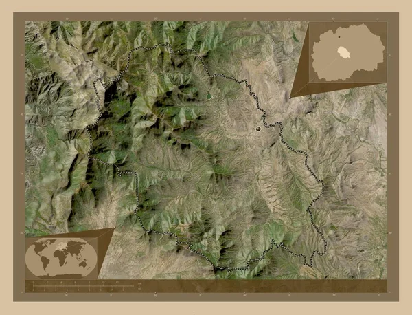 カスカ マケドニアの自治体 低解像度衛星地図 コーナー補助位置図 — ストック写真