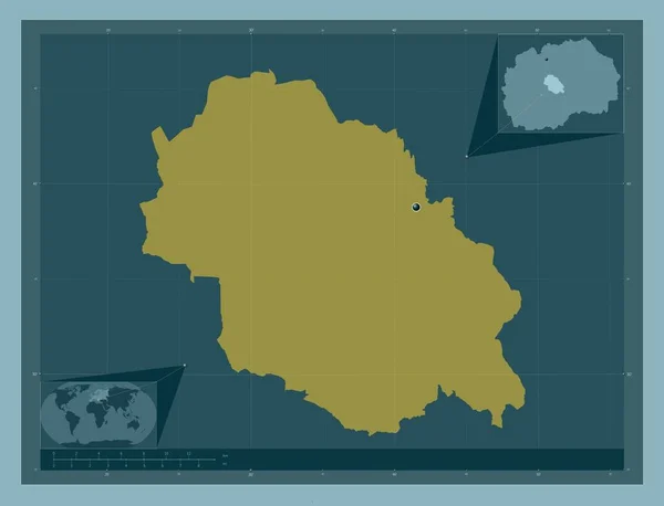 Caska Gmina Macedonii Solidny Kształt Koloru Pomocnicze Mapy Położenia Narożnika — Zdjęcie stockowe