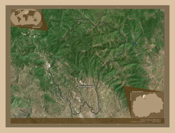 Cucer Sandevo Comune Macedonia Mappa Satellitare Bassa Risoluzione Località Nomi — Foto Stock