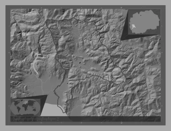 Дебарка Муніципалітет Македонії Білевелівська Карта Висот Озерами Річками Розташування Великих — стокове фото