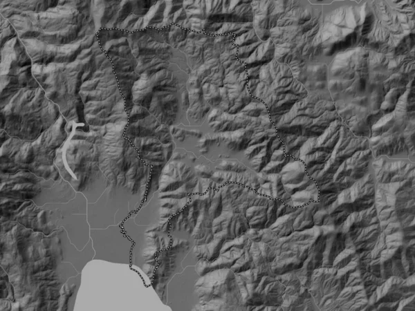 Дебарка Муниципалитет Македонии Карта Высот Оттенках Серого Озерами Реками — стоковое фото