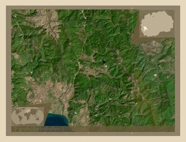 デバルカ マケドニアの自治体 高解像度衛星地図 コーナー補助位置図 — ストック写真
