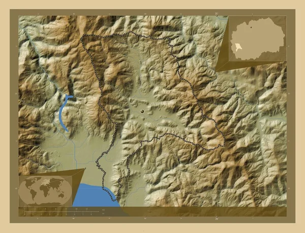Debarca Obec Makedonie Barevná Mapa Jezery Řekami Pomocné Mapy Polohy — Stock fotografie