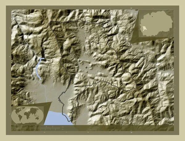 Debarca Obec Makedonie Zdvihová Mapa Zbarvená Stylu Wiki Jezery Řekami — Stock fotografie