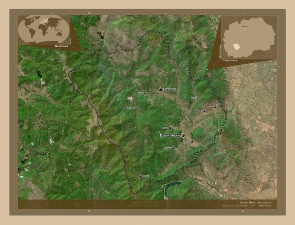 Demir Hisar Município Macedónia Mapa Satélite Baixa Resolução Locais Nomes — Fotografia de Stock