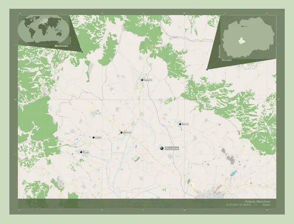 Dolneni Gmina Macedonii Otwórz Mapę Ulic Lokalizacje Nazwy Głównych Miast — Zdjęcie stockowe