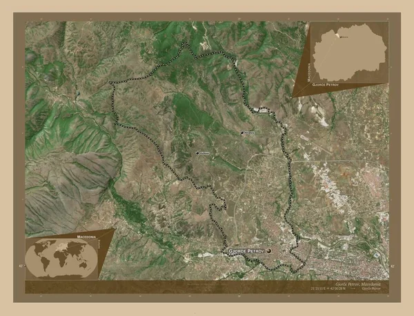 Gjorce Petrov Municipio Macedonia Mapa Satelital Baja Resolución Ubicaciones Nombres —  Fotos de Stock