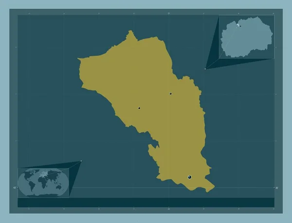 マケドニアの自治体であるGjorce Petrov しっかりした色の形 地域の主要都市の場所 コーナー補助位置図 — ストック写真