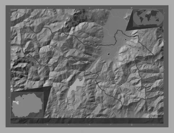 Gostivar Municipio Macedonia Mapa Elevación Bilevel Con Lagos Ríos Ubicaciones —  Fotos de Stock