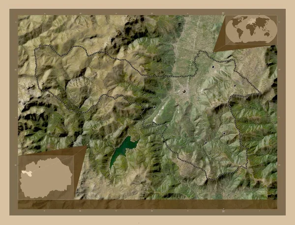 Gostivar Comune Macedonia Mappa Satellitare Bassa Risoluzione Località Delle Principali — Foto Stock