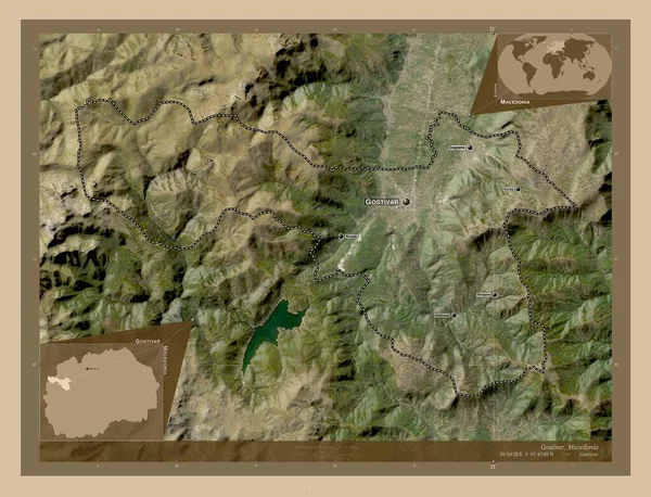 Gostivar Município Macedônia Mapa Satélite Baixa Resolução Locais Nomes Das — Fotografia de Stock