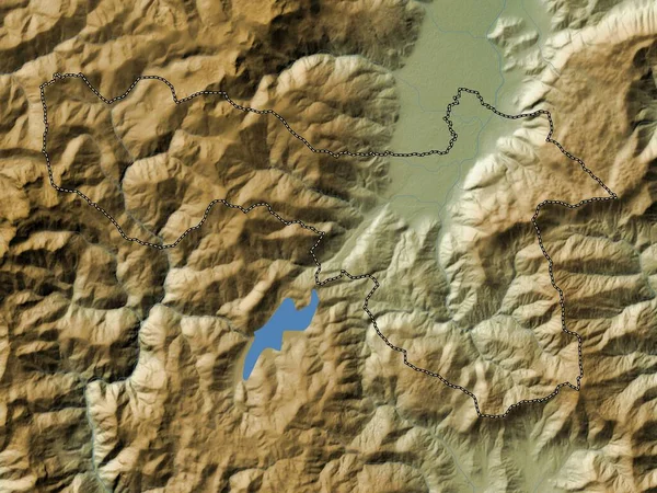 Гостивар Муниципалитет Македонии Цветная Карта Высот Озерами Реками — стоковое фото
