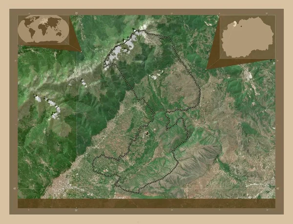 Jegunovtse Муниципалитет Македонии Карта Спутника Низкого Разрешения Вспомогательные Карты Расположения — стоковое фото