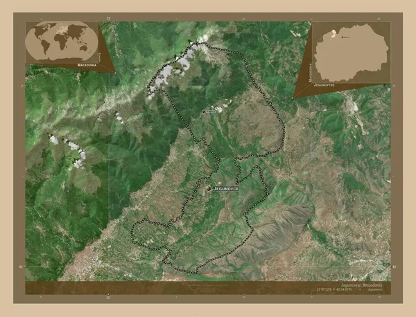 Jegunovtse Municipio Macedonia Mapa Satelital Baja Resolución Ubicaciones Nombres Las — Foto de Stock