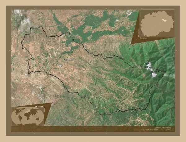 Karbinci Gemeinde Mazedonien Satellitenkarte Mit Niedriger Auflösung Orte Und Namen — Stockfoto