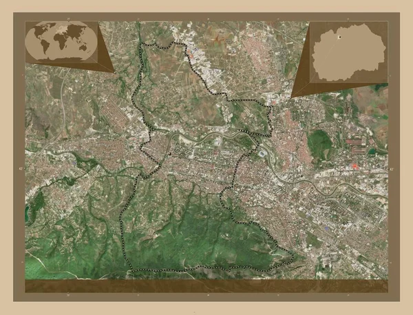 Κάρπος Δήμος Μακεδονίας Δορυφορικός Χάρτης Χαμηλής Ανάλυσης Γωνιακοί Χάρτες Βοηθητικής — Φωτογραφία Αρχείου