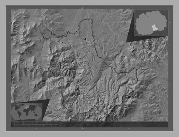 Kavadartsi Município Macedónia Bilevel Mapa Elevação Com Lagos Rios Locais — Fotografia de Stock