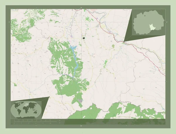 Kavadartsi Makedonya Belediyesi Açık Sokak Haritası Köşedeki Yedek Konum Haritaları — Stok fotoğraf