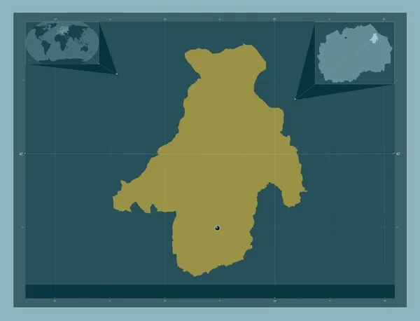 コカニ マケドニアの自治体 しっかりした色の形 コーナー補助位置図 — ストック写真