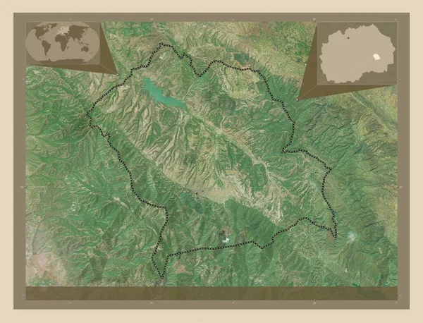 Konce Municipality Macedonia High Resolution Satellite Map Corner Auxiliary Location — Stock Photo, Image
