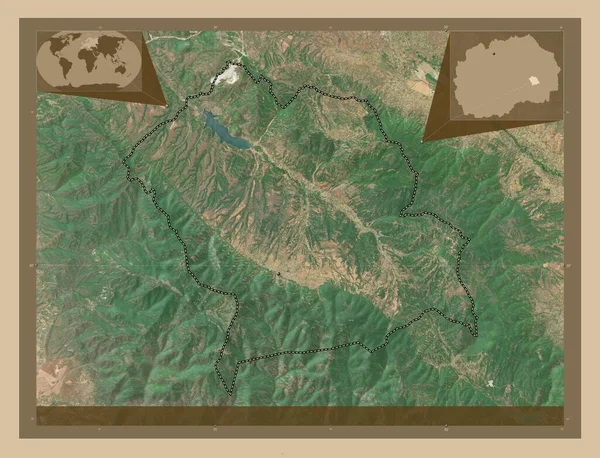 Konce Municipality Macedonia 低分辨率卫星地图 角辅助位置图 — 图库照片