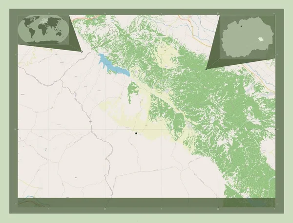 Konce Муниципалитет Македонии Карта Улиц Вспомогательные Карты Расположения Углов — стоковое фото