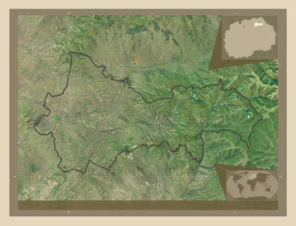 Κράτοβο Δήμος Μακεδονίας Υψηλής Ανάλυσης Δορυφορικός Χάρτης Γωνιακοί Χάρτες Βοηθητικής — Φωτογραφία Αρχείου
