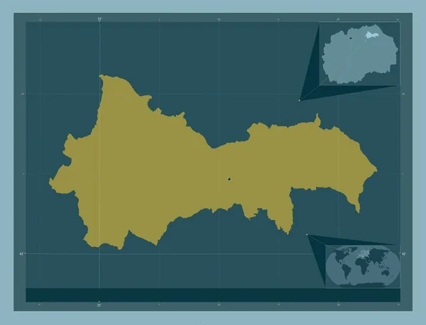 Kratovo Município Macedónia Forma Cor Sólida Mapa Localização Auxiliar Canto — Fotografia de Stock