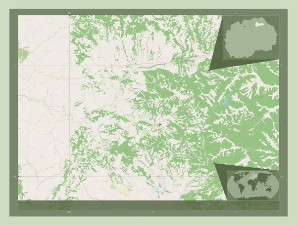 Kratovo Makedonya Belediyesi Açık Sokak Haritası Köşedeki Yedek Konum Haritaları — Stok fotoğraf
