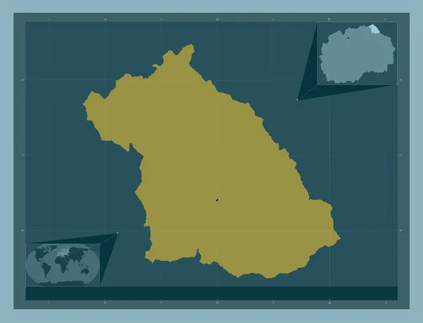 クリヴァ パランカ マケドニアの自治体 しっかりした色の形 地域の主要都市の場所 コーナー補助位置図 — ストック写真
