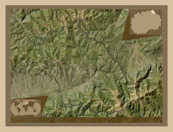 クリヴァ パランカ マケドニアの自治体 低解像度衛星地図 コーナー補助位置図 — ストック写真