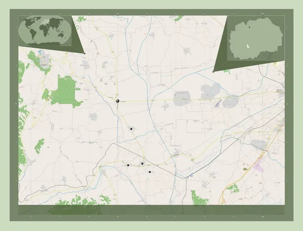 Krivogastani Gmina Macedonii Otwórz Mapę Ulic Lokalizacje Dużych Miast Regionu — Zdjęcie stockowe