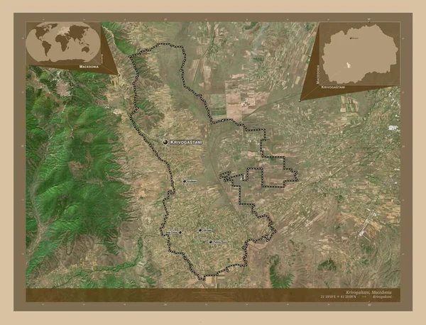 Krivogastani Municipio Macedonia Mapa Satelital Baja Resolución Ubicaciones Nombres Las —  Fotos de Stock
