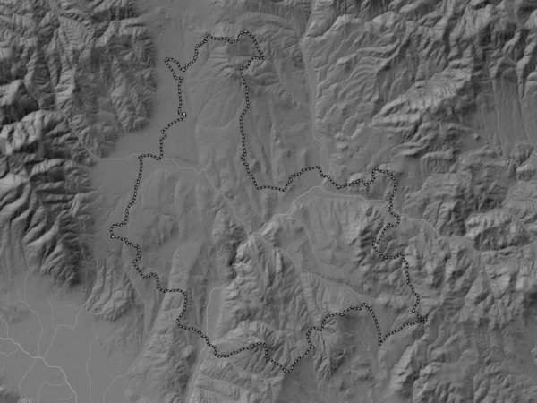 Куманово Муниципалитет Македонии Карта Высот Оттенках Серого Озерами Реками — стоковое фото