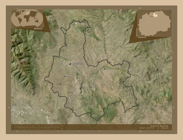 Kumanovo Comune Macedonia Mappa Satellitare Bassa Risoluzione Località Nomi Delle — Foto Stock