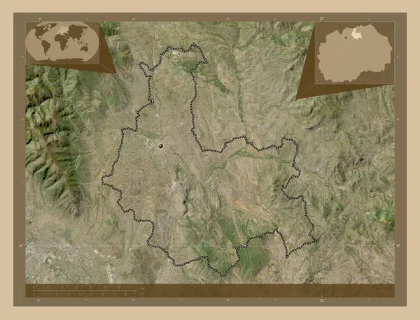 Kumanovo Makedonya Belediyesi Düşük Çözünürlüklü Uydu Köşedeki Yedek Konum Haritaları — Stok fotoğraf