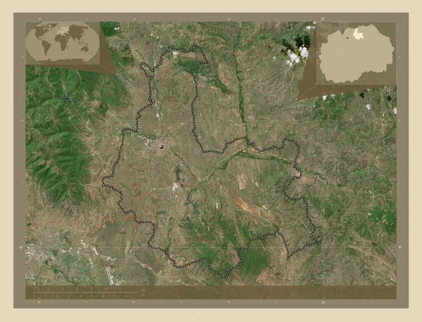 Kumanovo Municipality Macedonia 高分辨率卫星地图 角辅助位置图 — 图库照片