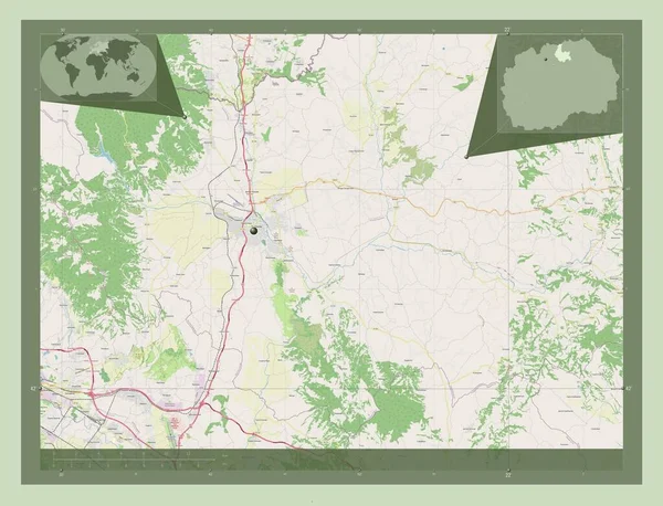 Kumanovo Município Macedónia Abrir Mapa Rua Mapa Localização Auxiliar Canto — Fotografia de Stock