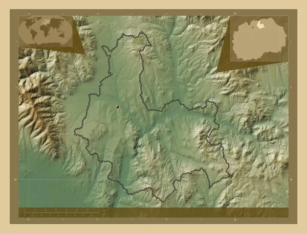 Kumanovo Comune Macedonia Mappa Elevazione Colorata Con Laghi Fiumi Mappa — Foto Stock