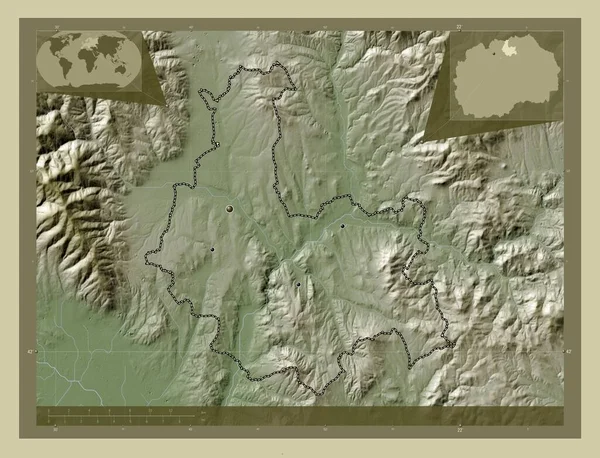 Kumanovo Obec Makedonie Zdvihová Mapa Zbarvená Stylu Wiki Jezery Řekami — Stock fotografie