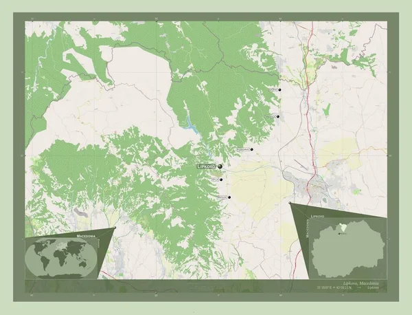 Lipkowo Gmina Macedonii Otwórz Mapę Ulic Lokalizacje Nazwy Głównych Miast — Zdjęcie stockowe