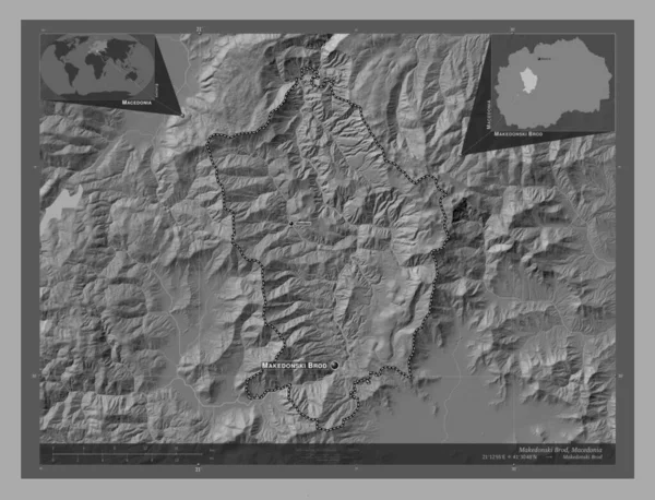 Makedonski Brod Municipio Macedonia Mapa Elevación Bilevel Con Lagos Ríos — Foto de Stock