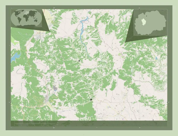 Makedonski Brod Gmina Macedonii Otwórz Mapę Ulic Lokalizacje Dużych Miast — Zdjęcie stockowe