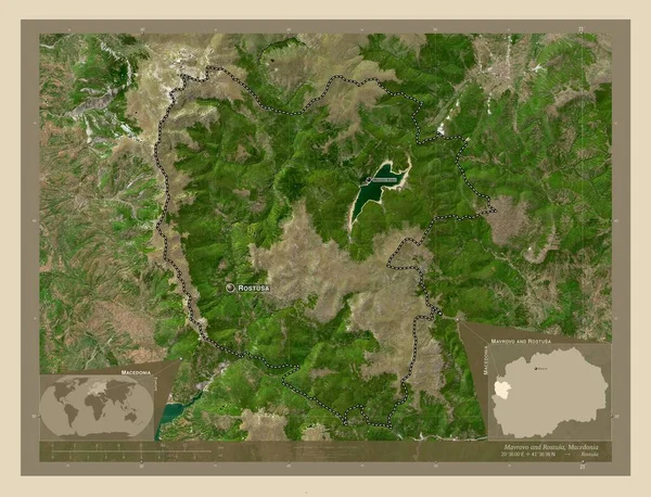 Mavrovo Rostusa Obec Makedonie Satelitní Mapa Vysokým Rozlišením Umístění Názvy — Stock fotografie