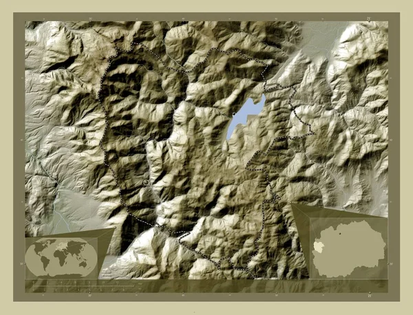 Mavrovo Rostusa Município Macedónia Mapa Elevação Colorido Estilo Wiki Com — Fotografia de Stock