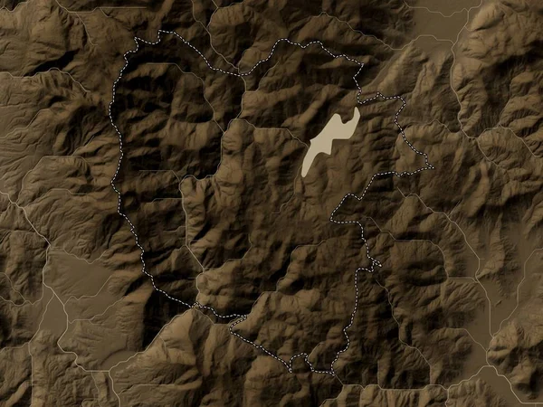Makedonya Belediyesi Nden Mavrovo Rostusa Yükseklik Haritası Sepya Tonlarında Göller — Stok fotoğraf