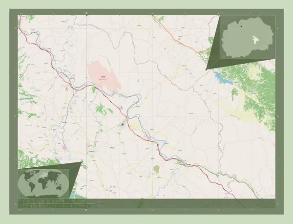 Неготино Муниципалитет Македонии Карта Улиц Вспомогательные Карты Расположения Углов — стоковое фото