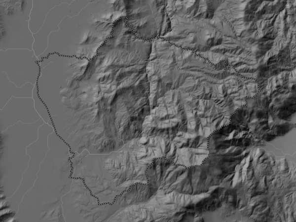 Novatsi Муниципалитет Македонии Карта Высот Оттенках Серого Озерами Реками — стоковое фото